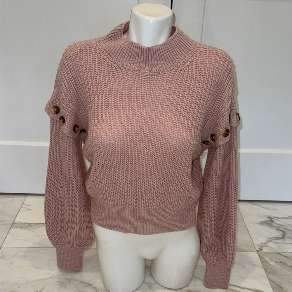 Full circle trends size Large Pink Sweater Button Accents bell sleeves